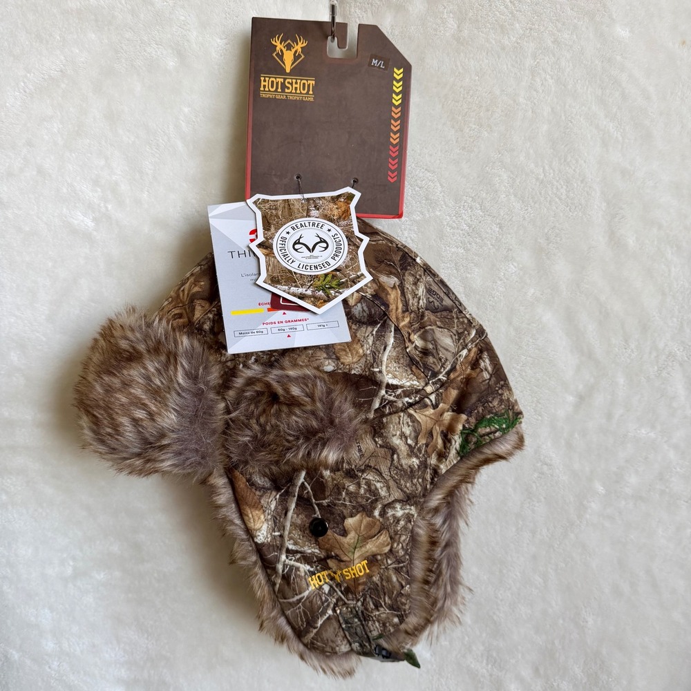 Hot Shot Realtree Edge Camo Trapper Hat Faux Fur Thinsulate Insulated M/L NWT